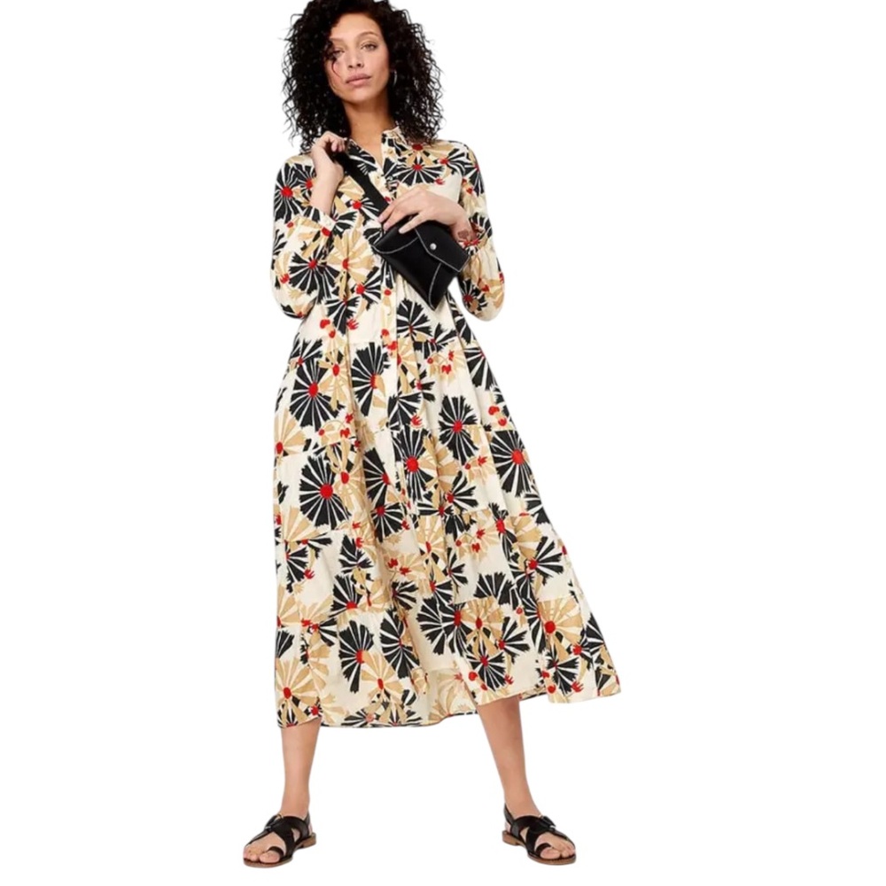 Per Una Printed Tiered Shirtdress SZ US 8 EUC